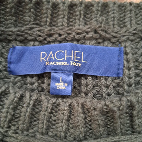 RACHEL Rachel Roy Olive V-Neck Ribbed Knit Sweater - Picture 6 of 12
